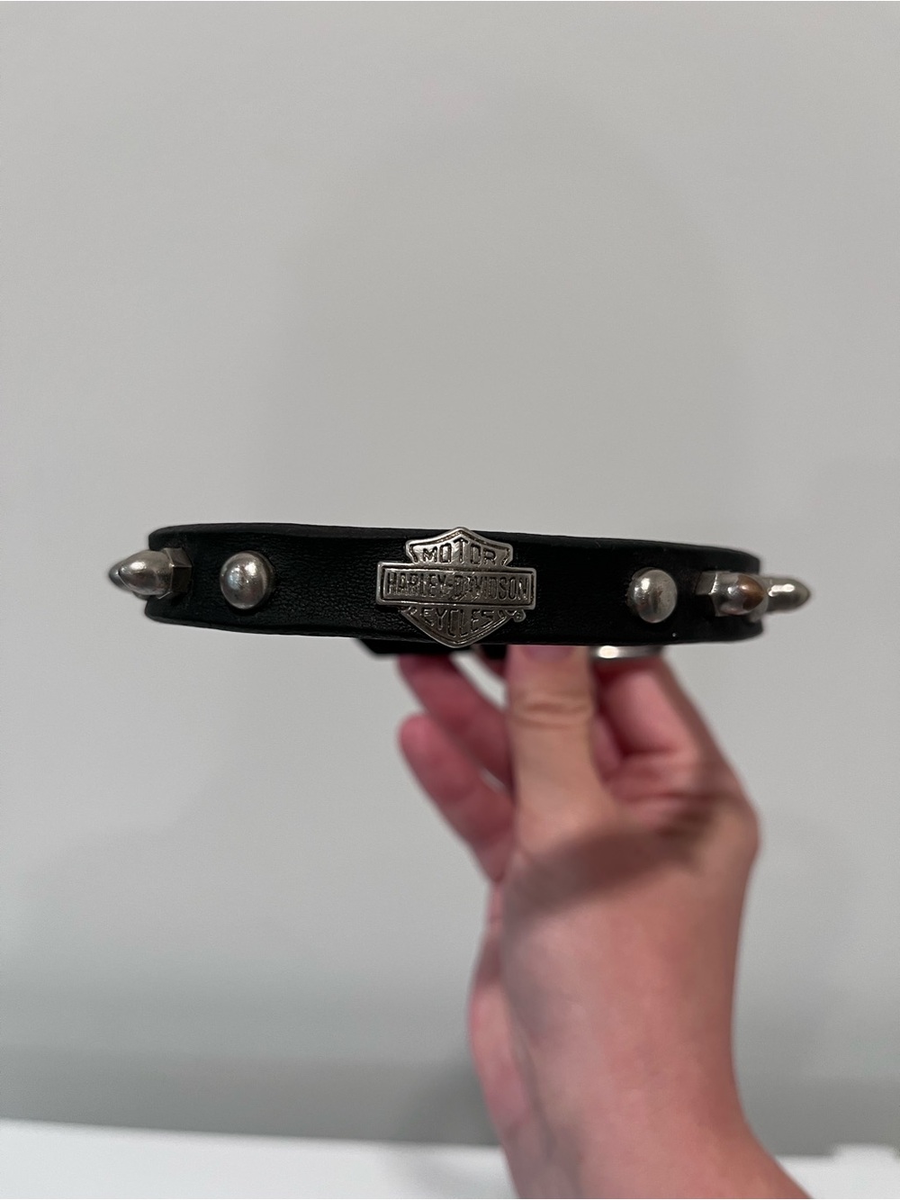 Vintage Harley-Davidson Black Leather Studded Small Dog Collar Moto Biker